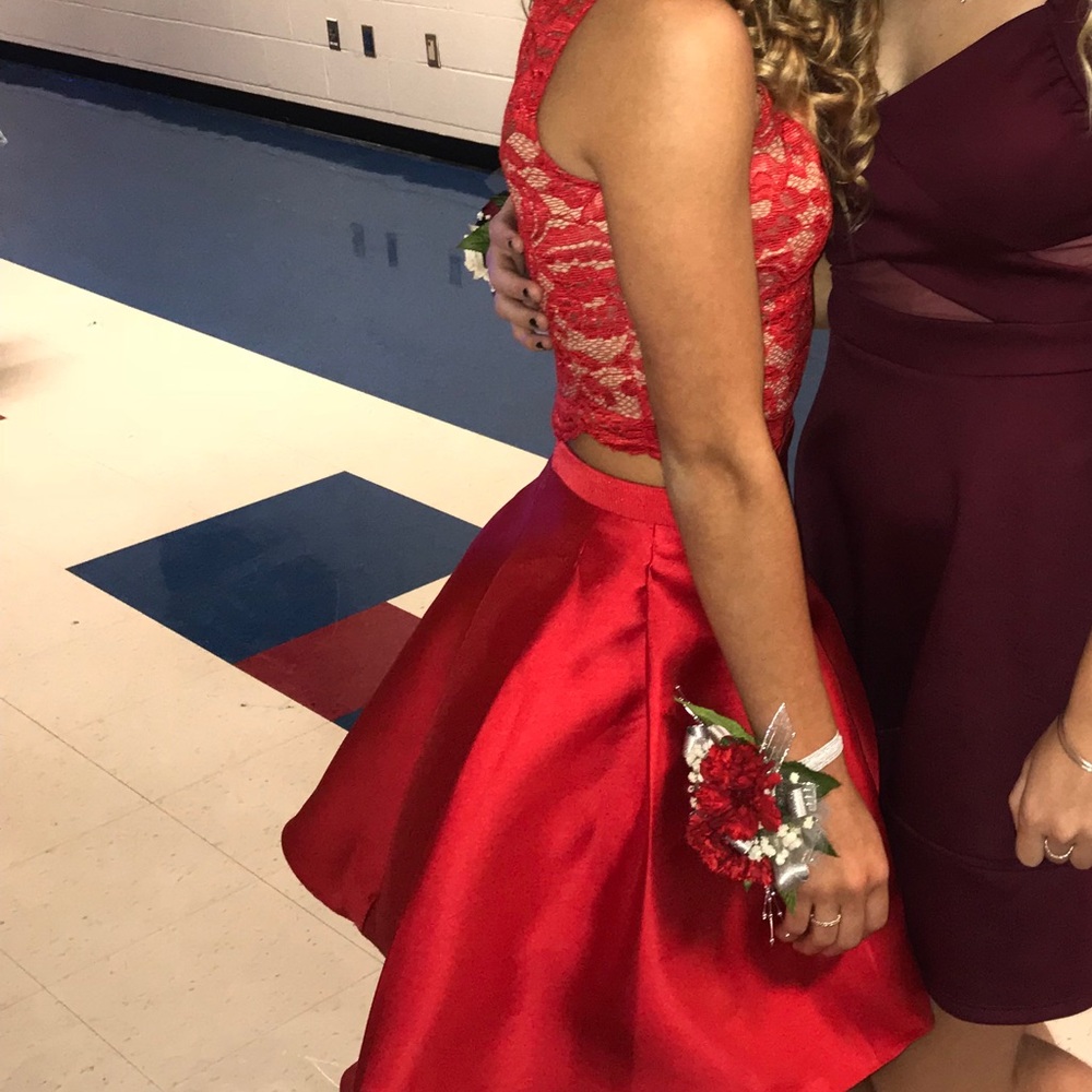red two piece dress